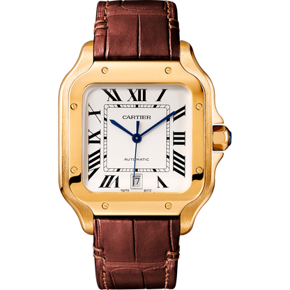 Cartier Santos Automatic – Gold with Brown Leather Strap